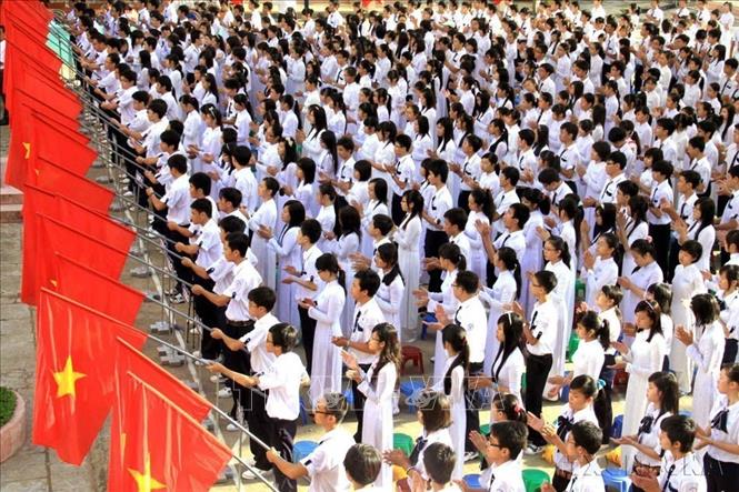 Lễ khai giảng năm học mới 2010 - 2011 tại Trường THPT chuyên Lý Tự Trọng (TP. Cần Thơ). Ảnh: Duy Khương – TTXVN
