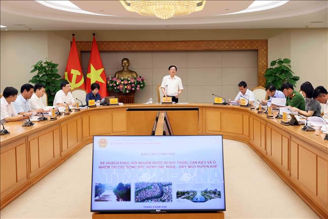 Phó Thủ tướng Hồ Quốc Dũng chủ trì cuộc họp. Ảnh: An Đăng - TTXVN