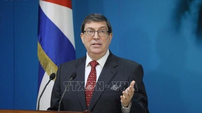 Ngoại trưởng Cuba Bruno Rodriguez lên tiếng phản đối các biện pháp trừng phạt mới của Mỹ. Ảnh: IRNA/TTXVN phát