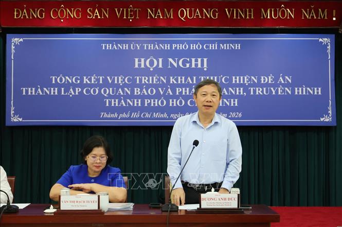 Ông Dương Anh Đức, Trưởng Ban Tuyên giáo, Thành ủy Thành phố Hồ Chí Minh phát biểu. Ảnh: Đinh Hằng - TTXVN