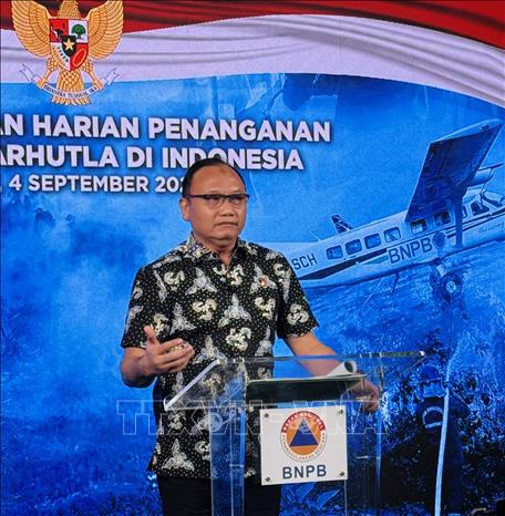 Ông Pipit Subiyanto, Cục Điều tra tội phạm đặc biệt thuộc Cơ quan Điều tra Hình sự Cảnh sát quốc gia Indonesia cung cấp thông tin tại họp báo. Ảnh: Đỗ Quyên – PV TTXVN tại Indonesia