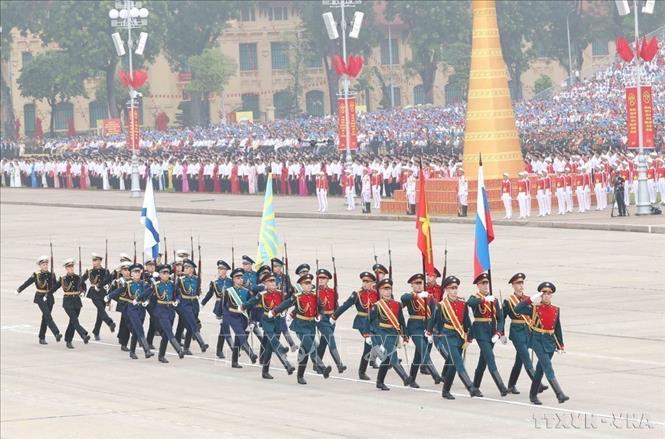 Khối lực lượng vũ trang Liên bang Nga diễu binh trên Quảng trường Ba Đình tại Lễ kỷ niệm 80 năm Quốc khánh nước CHXHCN Việt Nam (9/2025). Ảnh: Phương Hoa – TTXVN