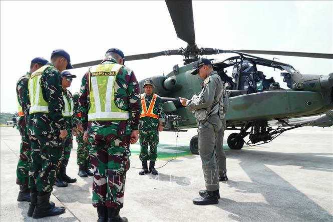 Các binh sĩ trong một khoa mục diễn tập. Ảnh: TTXVN phát