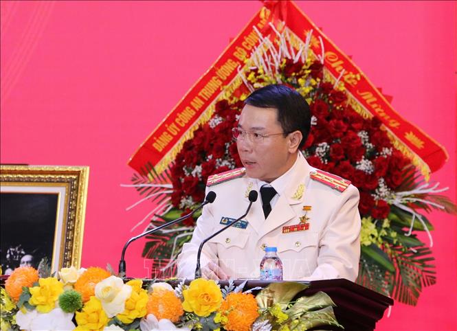 Đại tá Hoàng Quốc Việt, Giám đốc Công an tỉnh Thanh Hoá phát biểu. Ảnh Nguyễn Nam - TTXVN
