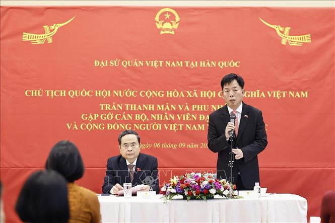 Đại sứ Việt Nam tại Hàn Quốc Vũ Hồ phát biểu. Ảnh: Doãn Tấn - TTXVN 