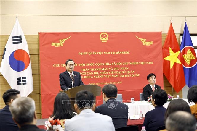 Chủ tịch Quốc hội Trần Thanh Mẫn phát biểu. Ảnh: Doãn Tấn - TTXVN 