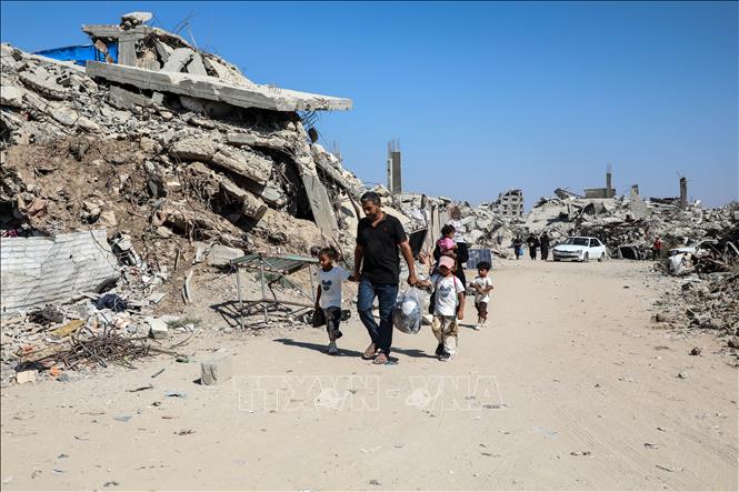 Người dân Palestine tại trại tị nạn ở Gaza. Ảnh: THX/TTXVN phát