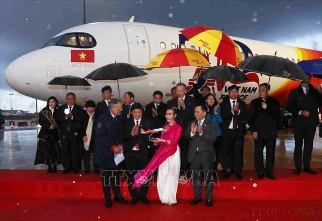 Tổng Bí thư, Chủ tịch nước Tô Lâm chứng kiến Airbus và Vietjet bàn giao tàu bay mới mang hình ảnh kỷ niệm 50 năm quan hệ ngoại giao Việt Nam – Pháp (7/10/2024). Ảnh: Trí Dũng – TTXVN