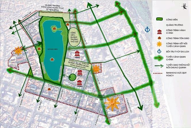 Khu vực nghiên cứu quy hoạch rộng 32,51 ha, được giới hạn bởi phía Bắc giáp phố Cầu Gỗ; phía Tây trùng chỉ giới phố Hàng Trống; phía Nam giáp phố Hai Bà Trưng; phía Đông giáp phố Lý Thái Tổ và phố Trần Quang Khải. Ảnh: TTXVN phát