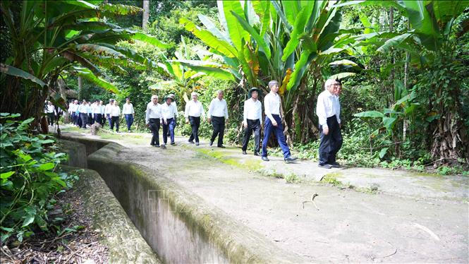 Du khách tham quan Khu di tích lịch sử quốc gia đặc biệt Căn cứ Trung ương Cục miền Nam, điểm đến trong tour “Tâm linh - Sinh thái - Về nguồn”. Ảnh: Minh Phú – TTXVN