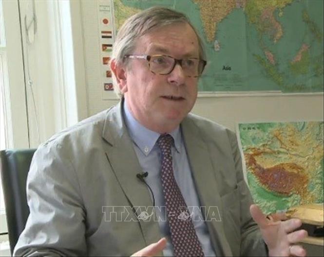 Giáo sư Hugues Tertrais, Giáo sư danh dự Đại học Paris 1 Panthéon-Sorbonne, nguyên Giám đốc Trung tâm Lịch sử châu Á đương đại (CHAC) chuyên nghiên cứu Việt Nam, Đông Nam Á và khu vực châu Á - Thái Bình Dương. Ảnh: TTXVN phát