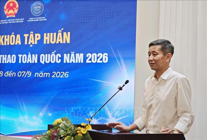 Cục trưởng Cục Thể dục thể thao Việt Nam Nguyễn Danh Hoàng Việt phát biểu. Ảnh: Nam Sương - TTXVN