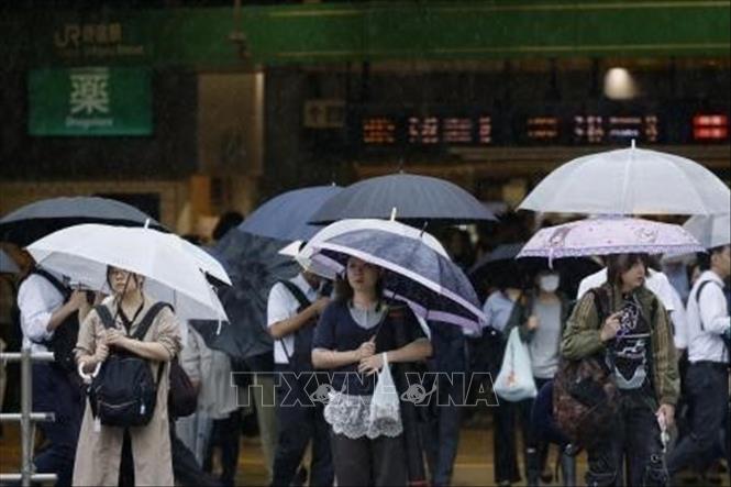 Người dân dùng ô che mưa tại Tokyo, Nhật Bản ngày 7/9/2026. Ảnh: Kyodo/TTXVN phát