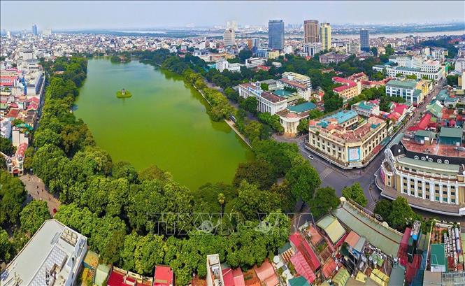 Theo định hướng Quy hoạch tổng thể Thủ đô tầm nhìn 100 năm, khu vực nội đô lịch sử, trong đó có hồ Hoàn Kiếm và phụ cận, được nghiên cứu bảo tồn và tái thiết. Ảnh: TTXVN
