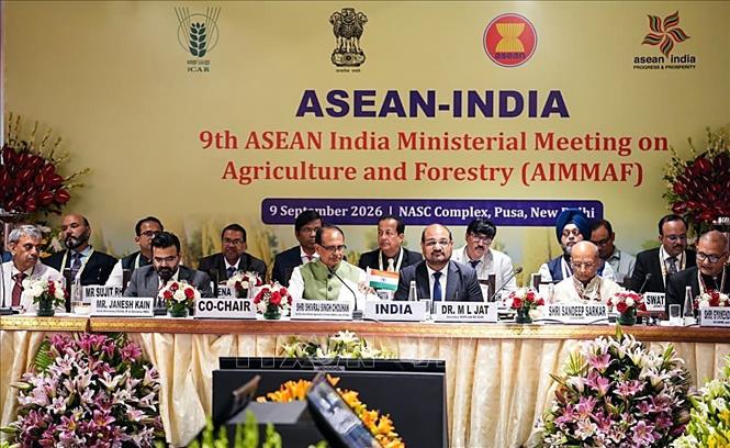 Hội nghị Bộ trưởng Nông nghiệp và Lâm nghiệp ASEAN - Ấn Độ tại New Delhi ngày 9/9/2026. Ảnh: ANI/TTXVN phát