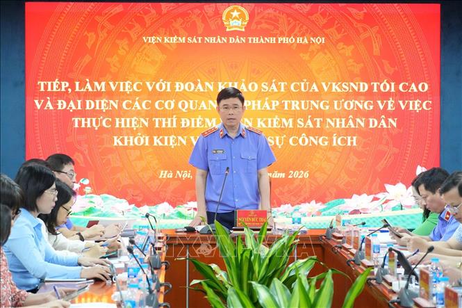 Phó Viện trưởng Viện Kiểm sát nhân dân Tối cao Nguyễn Đức Thái phát biểu chỉ đạo. Ảnh: Kim Anh - TTXVN