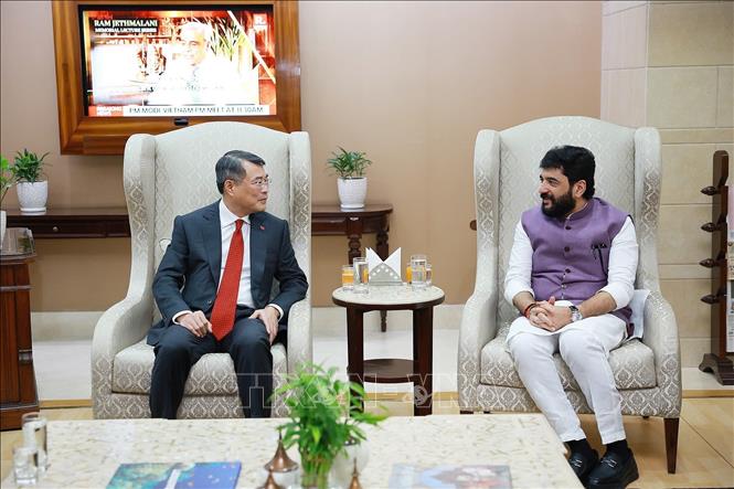 Quan chức cấp cao Ấn Độ đón Thủ tướng Lê Minh Hưng tại sân bay quốc tế Indira Gandhi, thủ đô New Delhi. Ảnh: Dương Giang – TTXVN