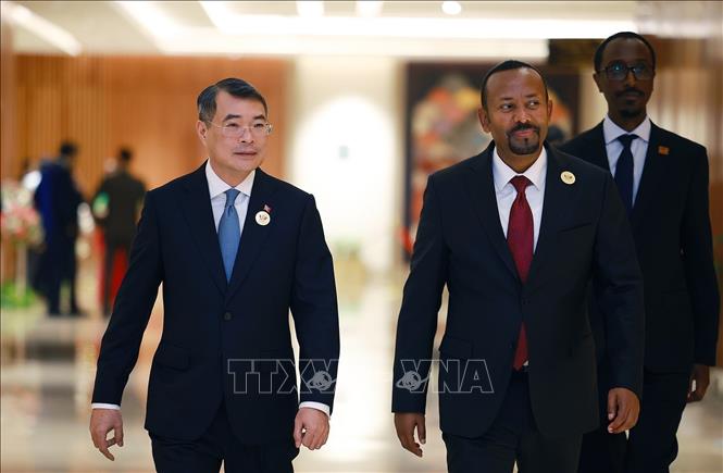 PM Le Minh Hung meets with Ethiopian PM Abiy Ahmed. VNA Photo: Dương Giang