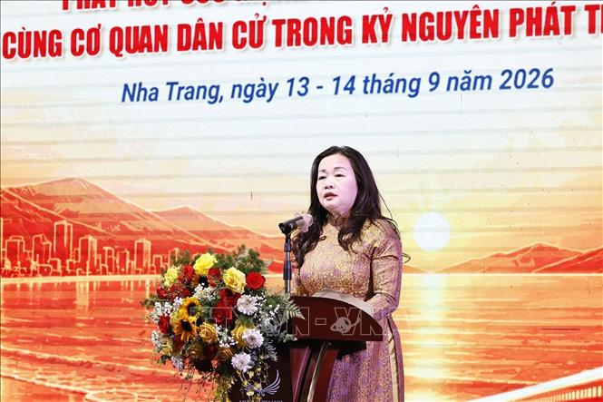 Tổng Biên tập Báo Đại biểu Nhân dân Phạm Thị Thanh Huyền phát biểu khai mạc Hội nghị. Ảnh: Doãn Tấn – TTXVN