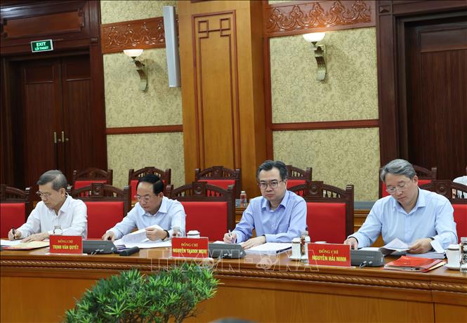 Các đại biểu tham dự cuộc làm việc của Tổng Bí thư, Chủ tịch nước Tô Lâm với Ban Chính sách, chiến lược Trung ương. Ảnh: Thống Nhất – TTXVN
