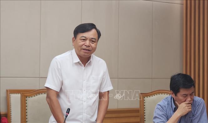 Thứ trưởng Bộ Nông nghiệp và Môi trường Nguyễn Hoàng Hiệp phát biểu tại cuộc họp. Ảnh: Chu Thanh Vân - TTXVN