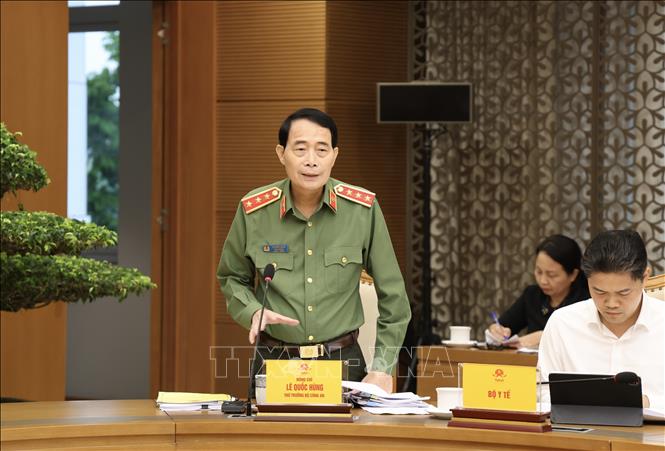 Thượng tướng Lê Quốc Hùng, Thứ trưởng Bộ Công an phát biểu. Ảnh: TTXVN
