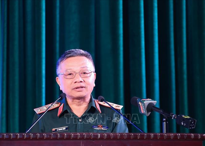 Thượng tướng Lê Quang Minh, Phó Chủ nhiệm Tổng cục Chính trị Quân đội nhân dân Việt Nam phát biểu. Ảnh: Tuấn Anh - TTXVN