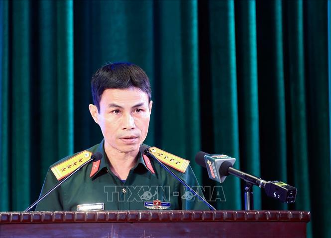 Đại tá Lê Tuấn Anh, đại diện Ban Giám khảo phát biểu. Ảnh: Tuấn Anh - TTXVN
