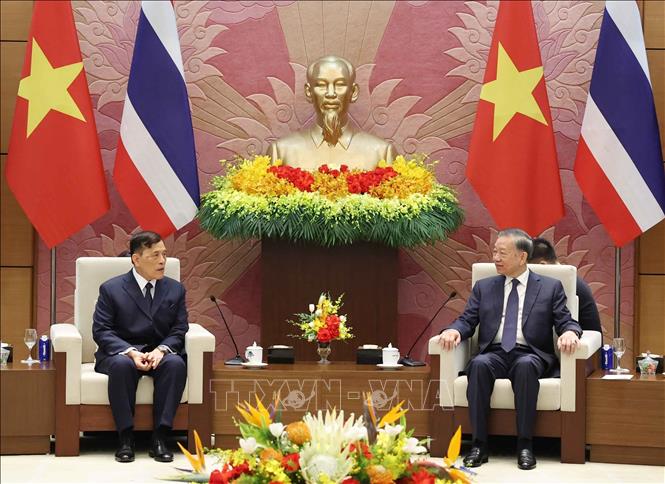 Tổng Bí thư, Chủ tịch nước Tô Lâm và Nhà vua Thái Lan Maha Vajiralongkorn Phra Vajiraklaochaoyuhua hội đàm. Ảnh: Thống Nhất - TTXVN 
