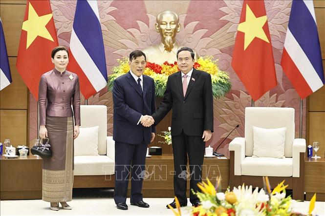 Chủ tịch Quốc hội Trần Thanh Mẫn hội kiến Nhà vua Thái Lan Maha Vajiralongkorn Phra Vajiraklaochaoyuhua và Hoàng hậu Suthida Bajrasudhabimalalakshana. Ảnh: Doãn Tấn - TTXVN