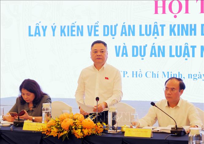 Ổng Nguyễn Ngọc Bảo, Phó Chủ nhiệm Ủy ban Kinh tế và Tài chính của Quốc hội kết luận Hội thảo. Ảnh; Xuân Khu-TTXVN
