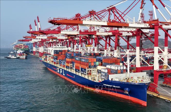 Cảng hàng hóa ở Thanh Đảo, tỉnh Sơn Đông, Trung Quốc. Ảnh: THX/TTXVN phát