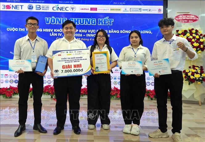 Nhóm dự án SABAY đoạt giải Nhì Cuộc thi khởi nghiệp “Ý tưởng học sinh, sinh viên khởi nghiệp khu vực Đồng bằng sông Cửu Long, lần IV, năm 2026” – INNOBE 2026. Ảnh: TTXVN phát