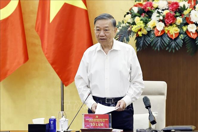 Tổng Bí thư, Chủ tịch nước Tô Lâm, Trưởng Đoàn Kiểm tra, giám sát số 218 phát biểu. Ảnh: Doãn Tấn - TTXVN