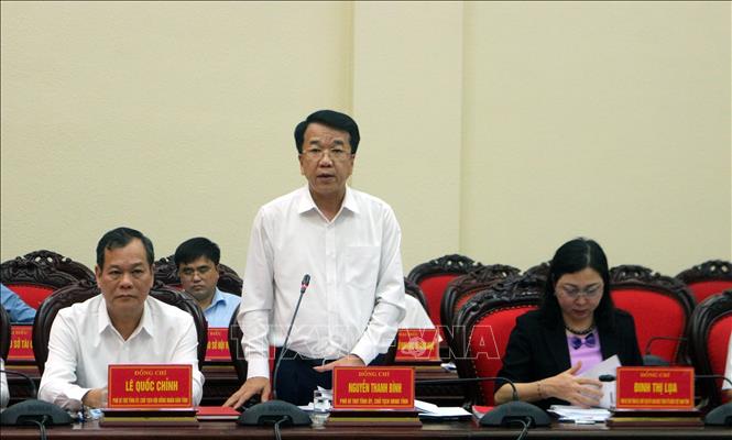 Phó Bí thư Tỉnh uỷ, Chủ tịch UBND tỉnh Ninh Bình Nguyễn Thanh Bình phát biểu tại hội nghị. Ảnh: Thanh Tuấn - TTXVN