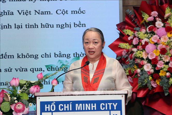 Bà Querobine D. Laccay, Tổng lãnh sự Philippines tại TP Hồ Chí Minh phát biểu tại buổi lễ. Ảnh: Xuân Khu - TTXVN