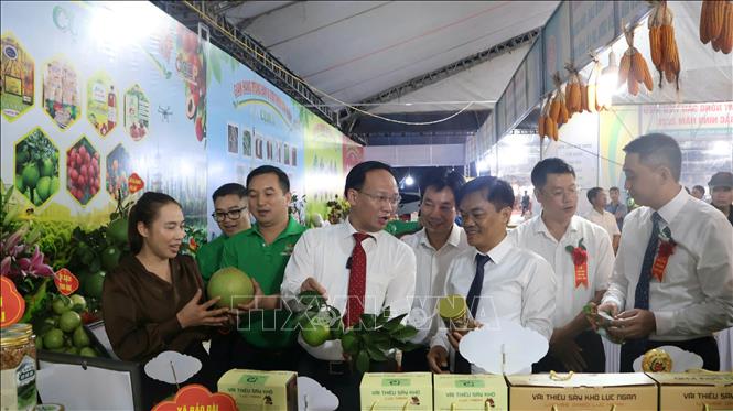 Đại biểu tham quan các gian hàng tại hội chợ. Ảnh: Việt Hùng - TTXVN