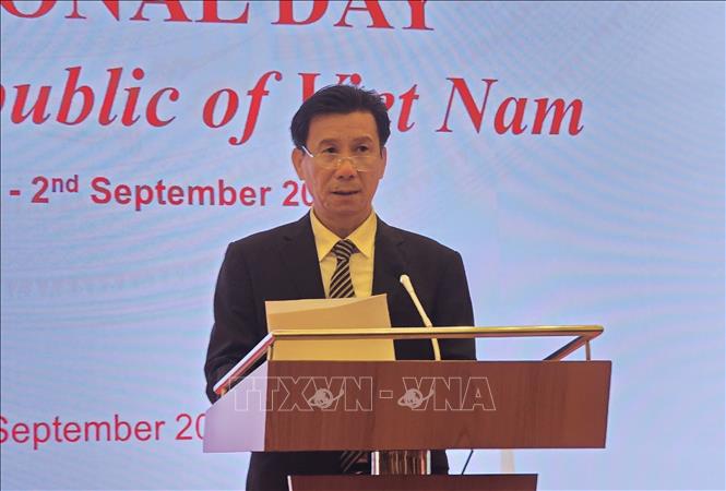 Đại sứ Việt Nam tại Indonesia Tạ Văn Thông phát biểu. Ảnh: Lê Minh Hưởng - Pv TTXVN tại Indonesia