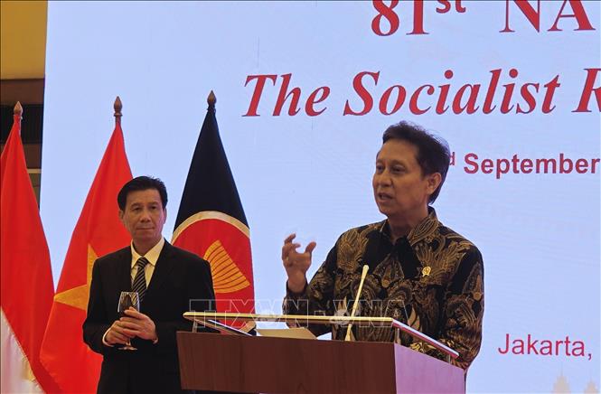 Bộ trưởng Y tế Indonesia Budi Gunadi Sadikin chúc mừng Chính phủ và nhân dân Việt Nam nhân dịp kỷ niệm 81 năm Quốc khánh. Ảnh: Lê Minh Hưởng - Pv TTXVN tại Indonesia 
