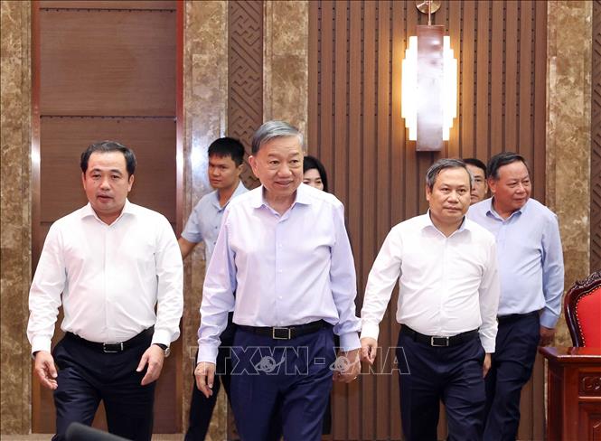 Tổng Bí thư, Chủ tịch nước Tô Lâm, Trưởng Đoàn kiểm tra, giám sát số 218 của Bộ Chính trị đến dự Hội nghị. Ảnh: Thống Nhất – TTXVN