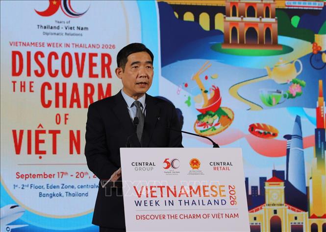 Đại sứ Phạm Việt Hùng phát biểu chào mừng sự kiện. Ảnh: Đỗ Sinh - P/v TTXVN tại Thái Lan
