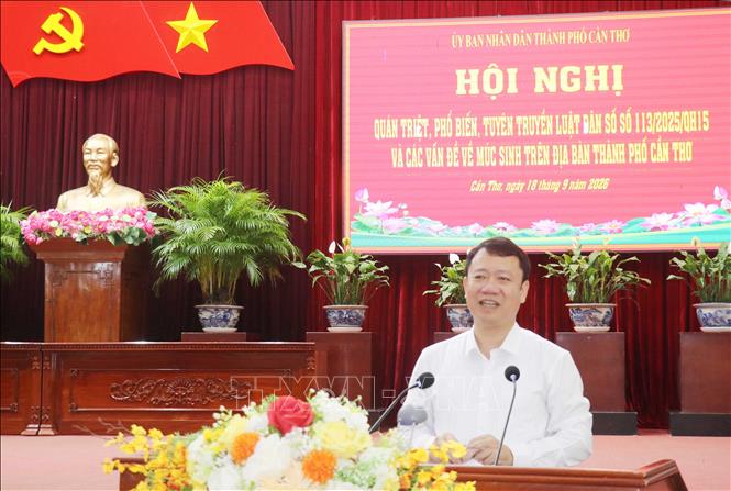 Ông Lê Thanh Dũng, Cục trưởng Cục Dân số, phát biểu. Ảnh: Ngọc Thiện - TTXVN