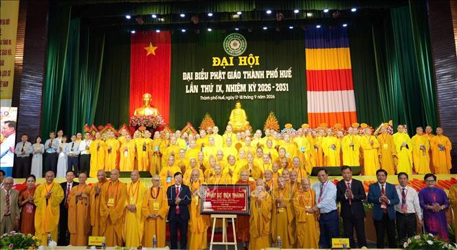 Đại hội tiến hành suy cử 104 thành viên Ban Trị sự Giáo hội Phật giáo Việt Nam  thành phố Huế, nhiệm kỳ 2026-2031. Ảnh: Văn Dũng-TTXVN