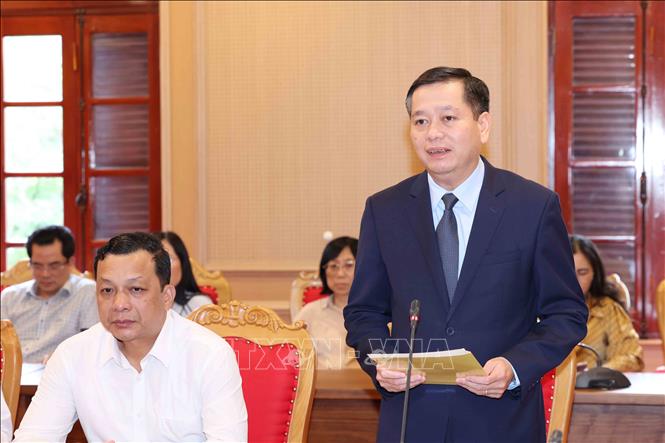 Đồng chí Nguyễn Long Hải, Uỷ viên Trung ương Đảng, Phó Bí thư Thường trực Đảng uỷ các cơ quan Đảng Trung ương phát biểu tại hội nghị. Ảnh: Phương Hoa - TTXVN