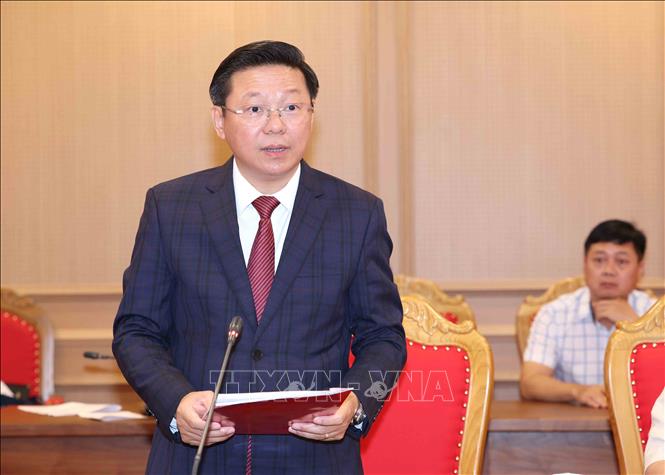Đồng chí Trần Thanh Lâm, Uỷ viên Trung ương Đảng, Phó Trưởng Ban Thường trực Ban Tuyên giáo Trung ương, Bí thư Đảng uỷ cơ quan Ban Tuyên giáo Trung ương nhiệm kỳ 2025 - 2030 phát biểu nhận nhiệm vụ. Ảnh: Phương Hoa - TTXVN