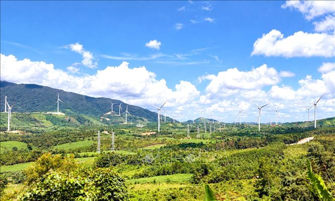 Tỉnh Quảng Trị hiện có 24 dự án điện gió đã vận hành phát điện thương mại, với tổng công suất 1.102,2 MW. Ảnh: Nguyên Linh - TTXVN