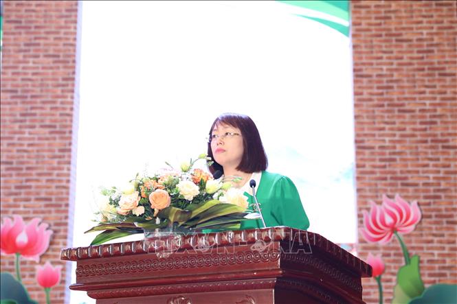 Bà Nguyễn Thị Hoa Mai, Phó Cục trưởng Cục Du lịch  Quốc gia Việt Nam phát biểu tại buổi lễ. Ảnh: Thanh Tuấn - TTXVN

