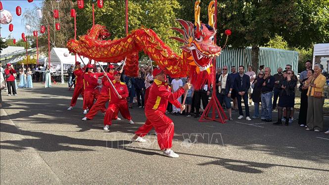 A Vietnamese dragon dance attracts visitors’ attention at the fourth Maintenon-Pierres Japan Festival in Eure-et-Loir province, France. VNA Photo: Hữu Chiến