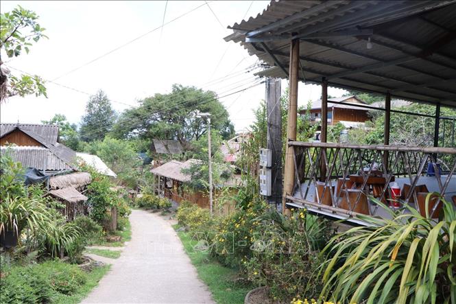 Khung cảnh mộc mạc, yên bình ở bản du lịch cộng đồng Lao Chải 1, xã Khun Há (tỉnh Lai Châu). Ảnh: Việt Dũng - TTXVN