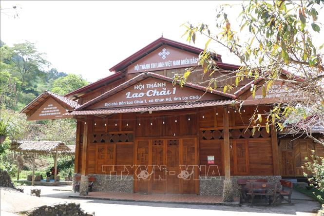Nơi sinh hoạt của Hội thánh tin lành ở bản Lao Chải 1, xã Khun Há (tỉnh Lai Châu). Ảnh: Việt Dũng - TTXVN